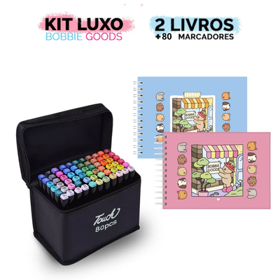 Kit 2 Livros Bobbie Goods Capa Dura + 80 Canetas Touch